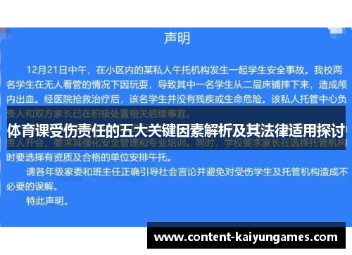 体育课受伤责任的五大关键因素解析及其法律适用探讨