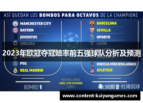 2023年欧冠夺冠赔率前五强球队分析及预测